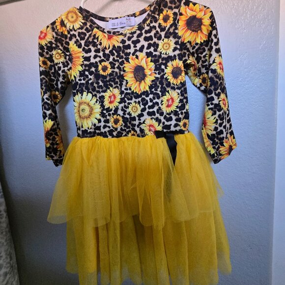 Sunflower and Leopard Girls Dress size  7/8 - Picture 1 of 5